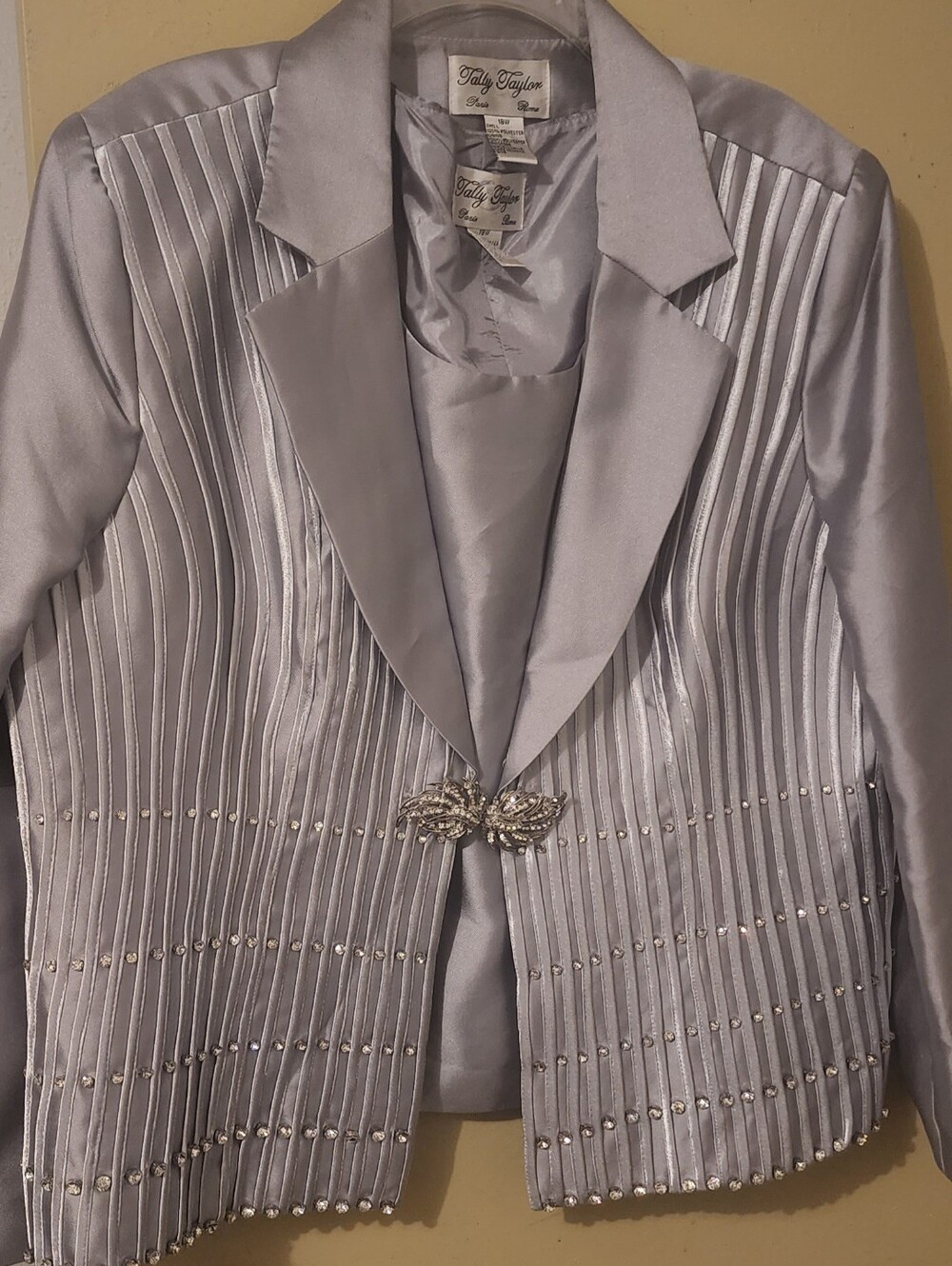 2pc Silver Blazer Jacket And Top Set Plus Size